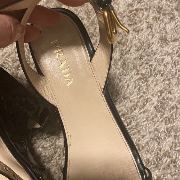 Prada patent leather basket weave detailed platform ankle strap wedges! - Picture 7 of 11